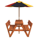 Table de pique-nique pour 4 enfants avec parasol bois de sapin