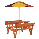 Table de pique-nique pour 4 enfants avec parasol bois de sapin