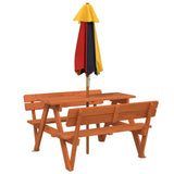 Table de pique-nique pour 4 enfants avec parasol bois de sapin