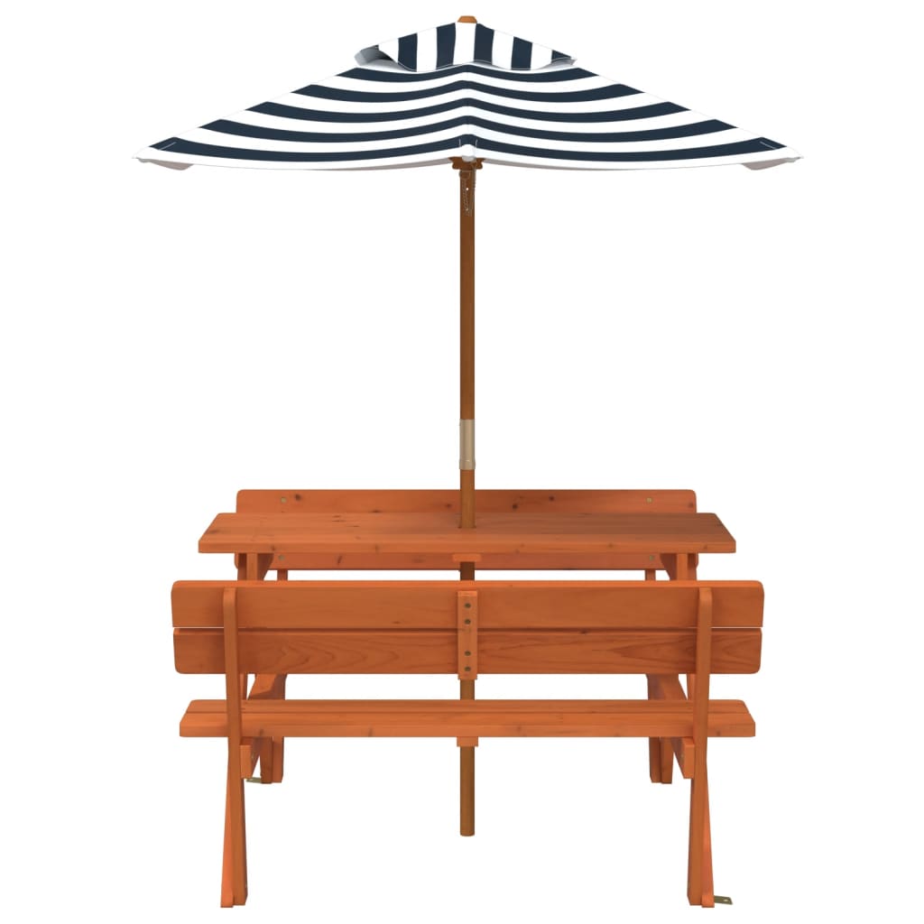 Table de pique-nique pour 4 enfants avec parasol bois de sapin