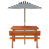 Table de pique-nique pour 4 enfants avec parasol bois de sapin