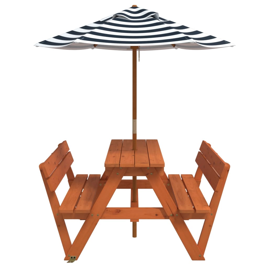 Table de pique-nique pour 4 enfants avec parasol bois de sapin