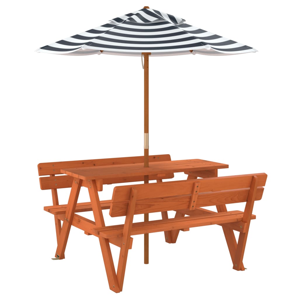 Table de pique-nique pour 4 enfants avec parasol bois de sapin