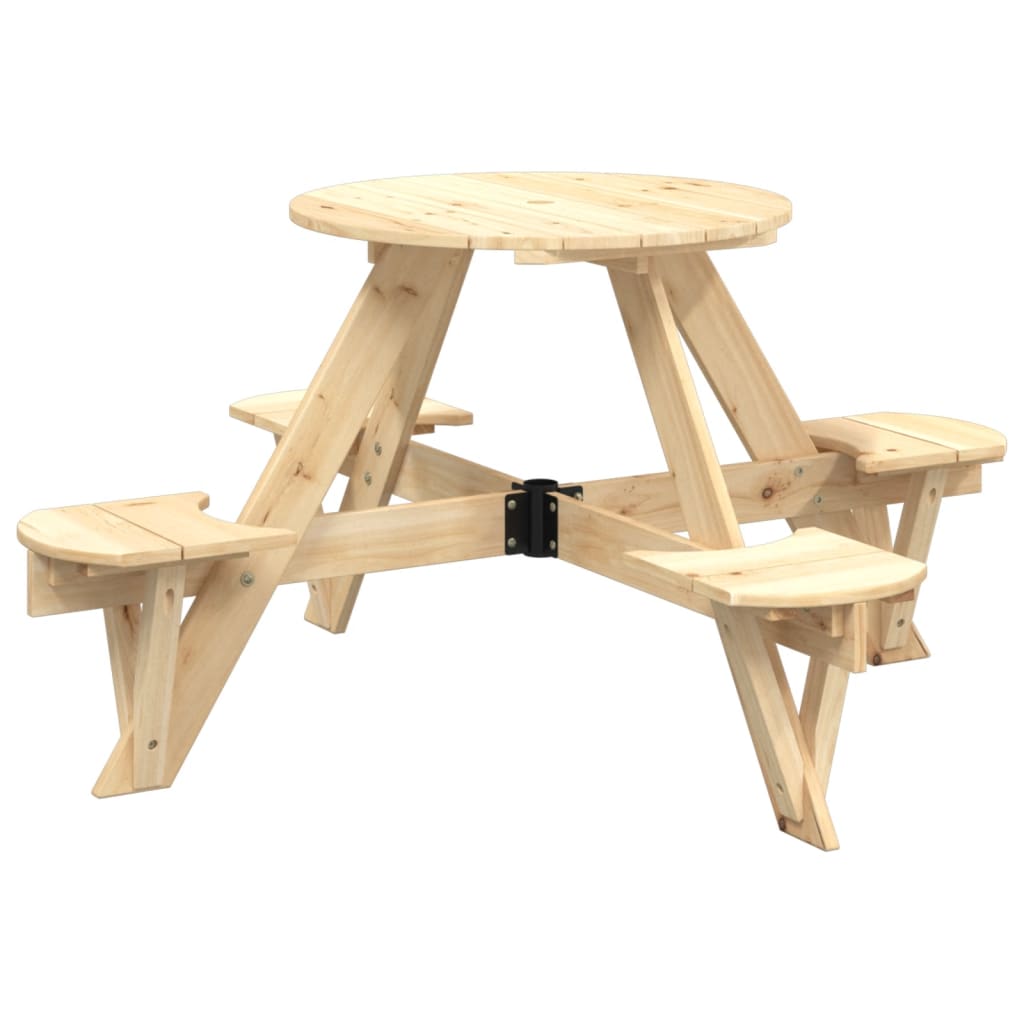 Table de pique-nique pour 4 enfants avec parasol rond sapin