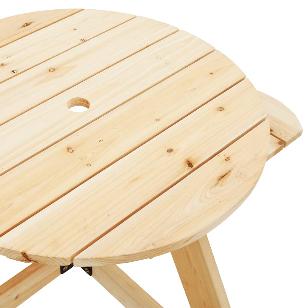 Table de pique-nique pour 4 enfants avec parasol rond sapin