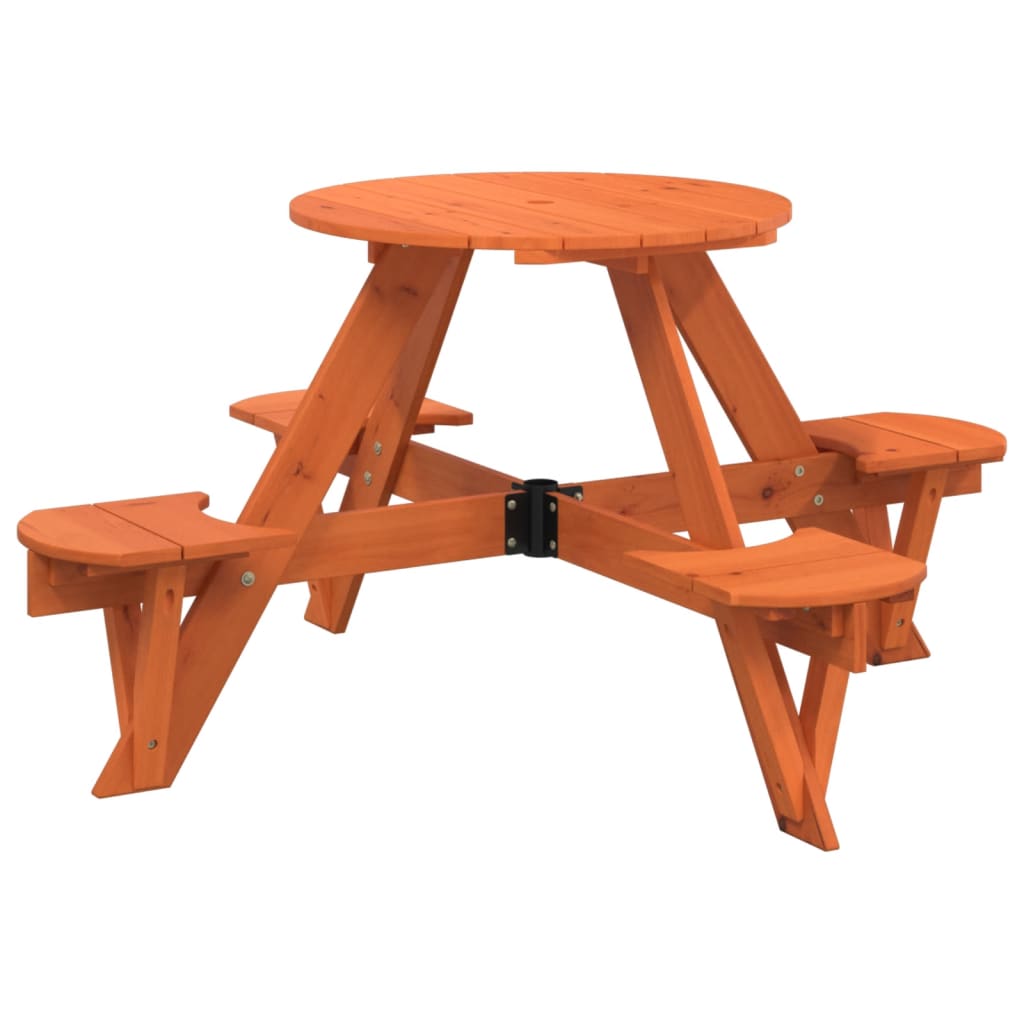 Table de pique-nique pour 4 enfants avec parasol rond sapin