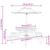 Table de pique-nique pour 6 enfants avec parasol hexagone sapin