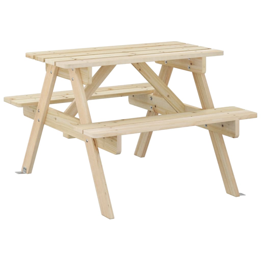 Table de pique-nique pour 4 enfants avec trou de parasol sapin