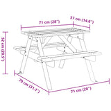 Table de pique-nique pour 4 enfants avec trou de parasol sapin