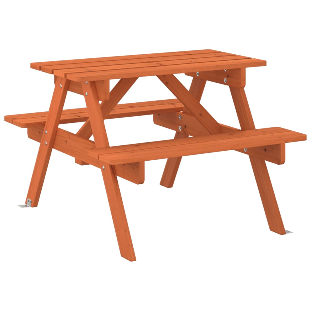 Table de pique-nique pour 4 enfants avec trou de parasol sapin