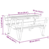 Table de pique-nique pour 4 enfants avec trou de parasol sapin