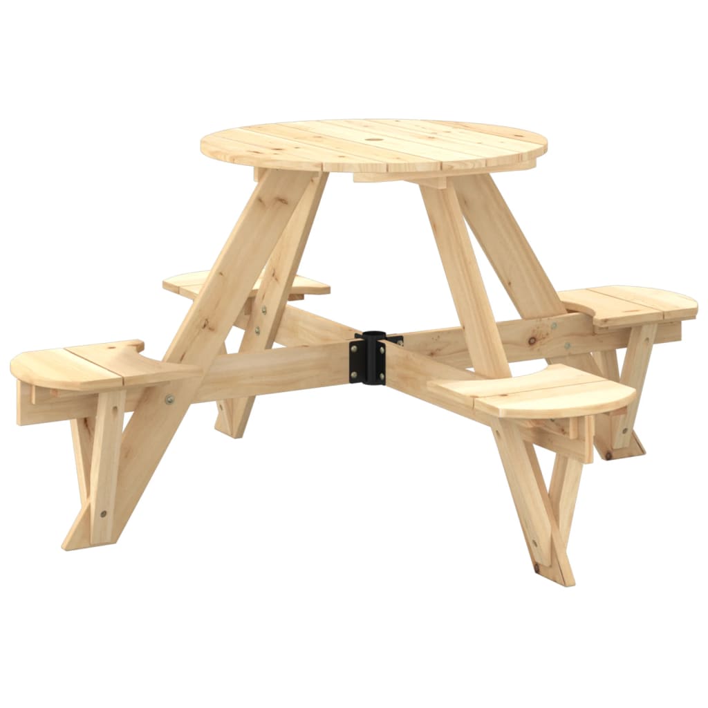 Table de pique-nique pour 4 enfants avec trou de parasol rond