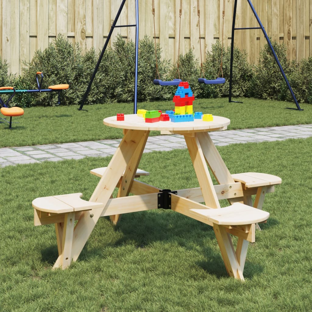 Table de pique-nique pour 4 enfants avec trou de parasol rond