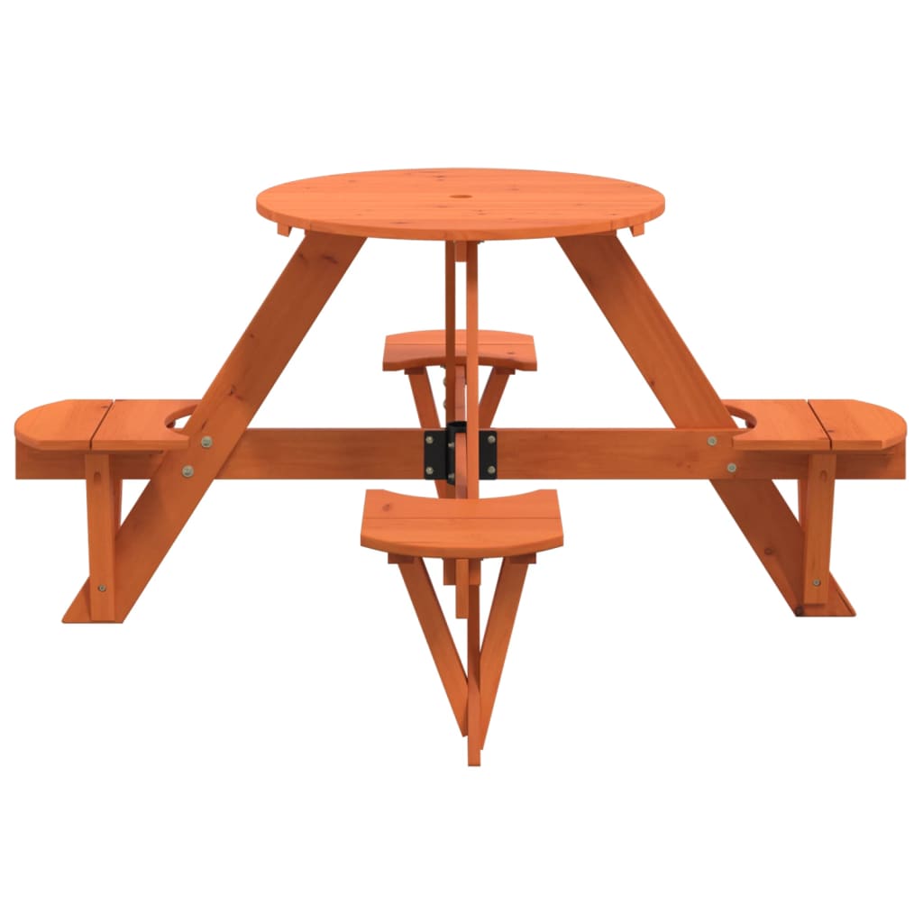 Table de pique-nique pour 4 enfants avec trou de parasol rond