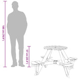 Table de pique-nique pour 4 enfants avec trou de parasol rond