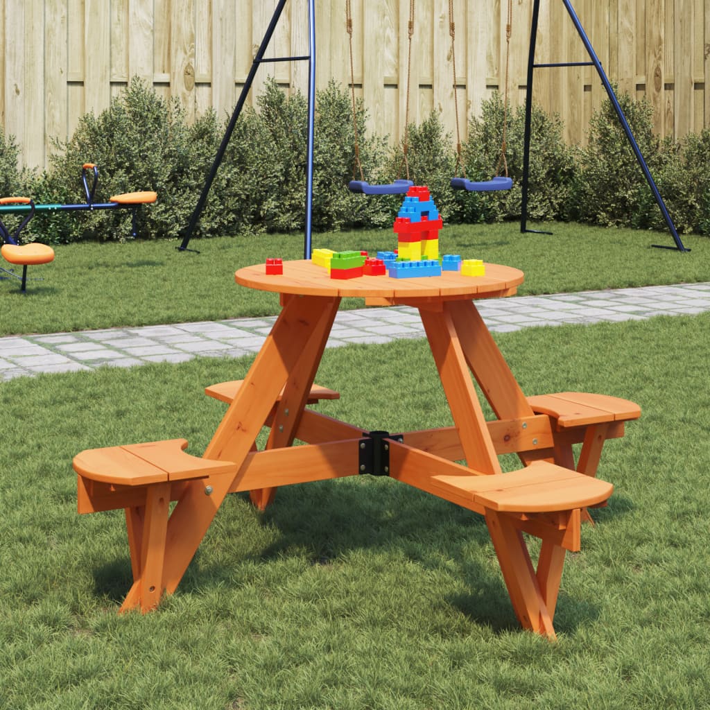 Table de pique-nique pour 4 enfants avec trou de parasol rond