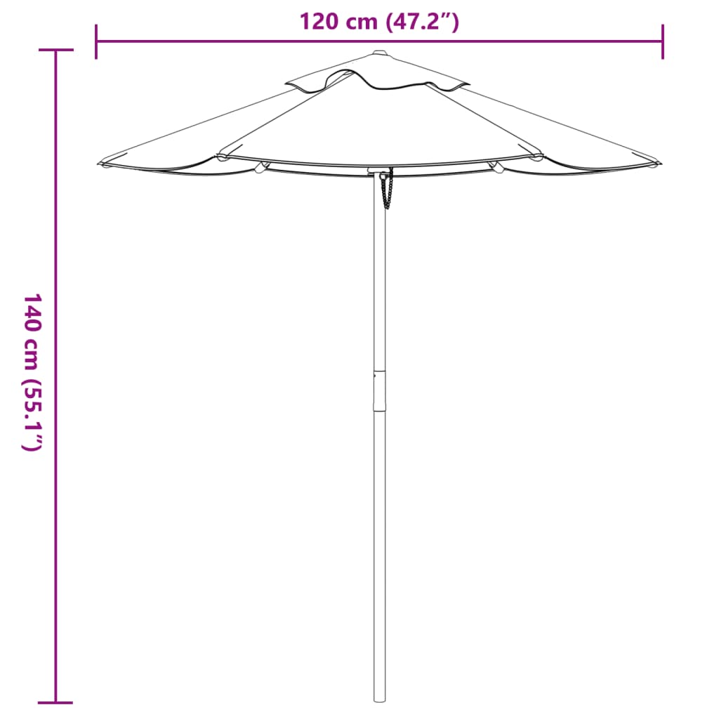 Parasol de jardin pour enfants avec poteau en bois Ø120x140 cm