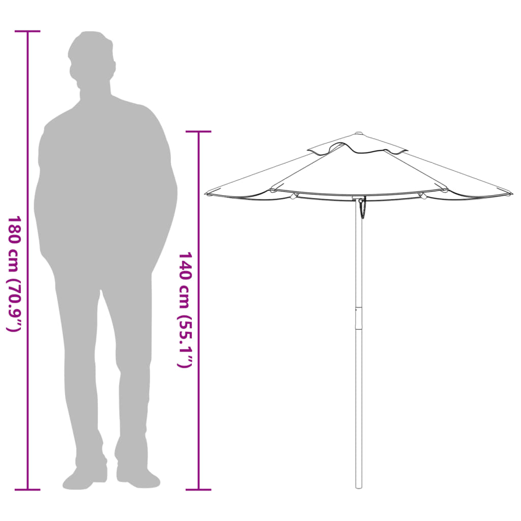 Parasol de jardin pour enfants avec poteau en bois Ø120x140 cm