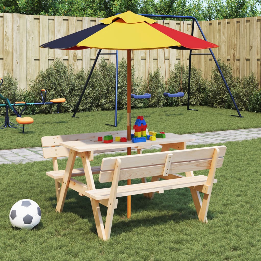 Parasol de jardin pour enfants avec poteau en bois Ø120x140 cm