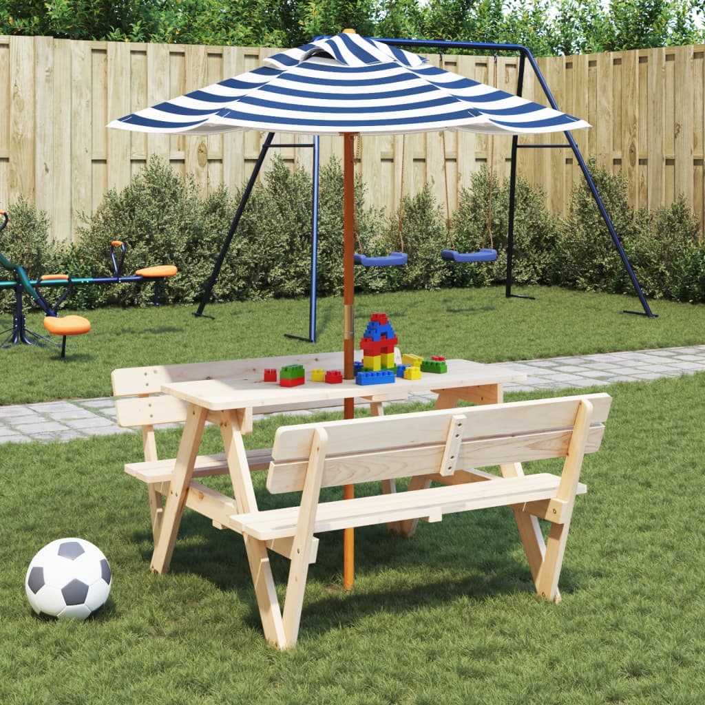 Parasol de jardin pour enfants avec poteau en bois Ø120x140 cm