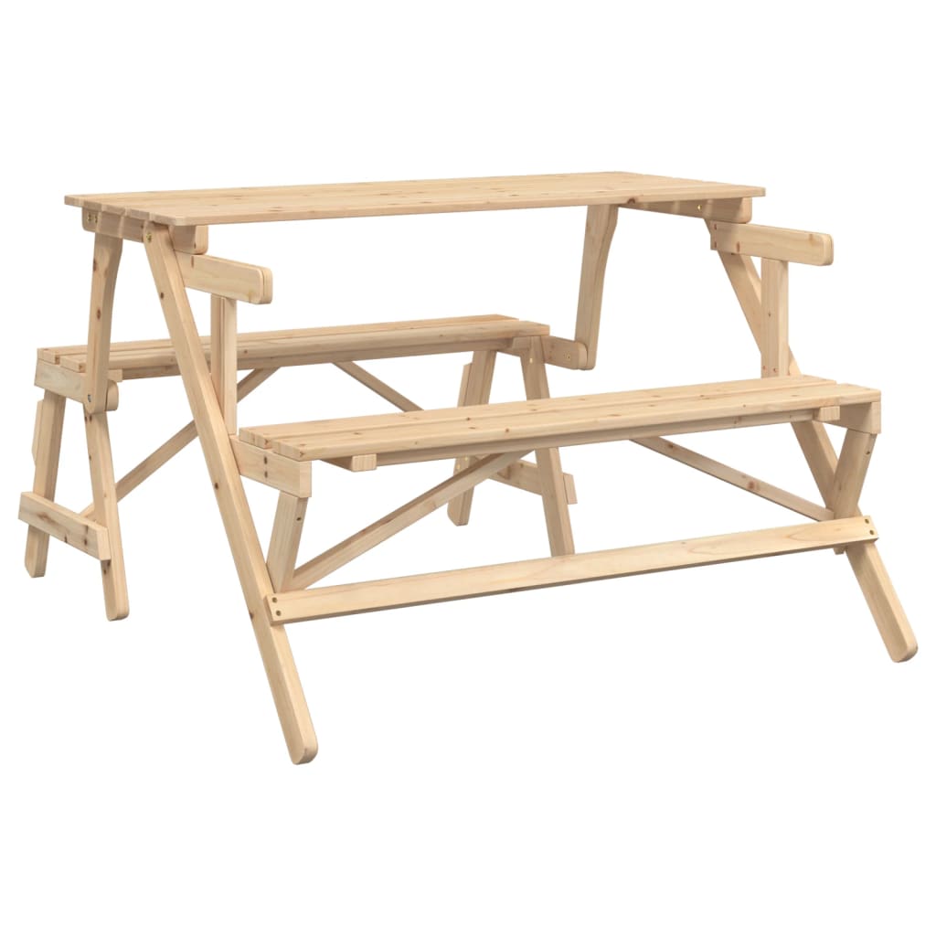 2 in 1 convertible picnic table with solid fir benches