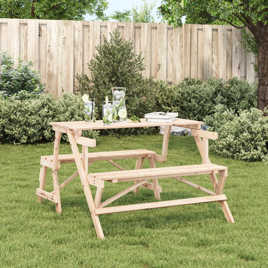 2 in 1 convertible picnic table with solid fir benches