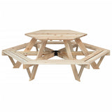 Table de pique-nique pour 6 enfants avec bancs hexagonal sapin