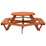 Table de pique-nique pour 6 enfants avec bancs hexagonal sapin