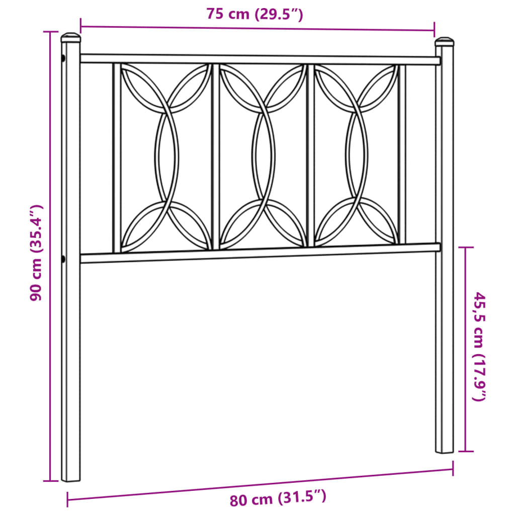 Tête de lit métal noir 75 cm