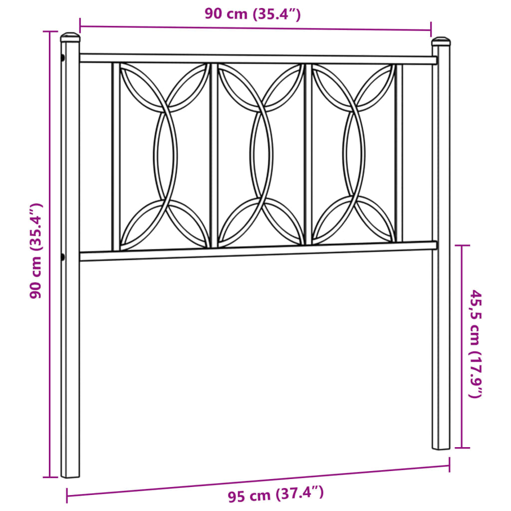 Tête de lit métal noir 90 cm