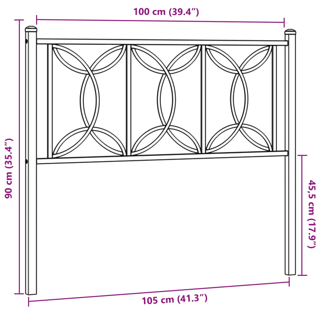 Tête de lit métal noir 100 cm