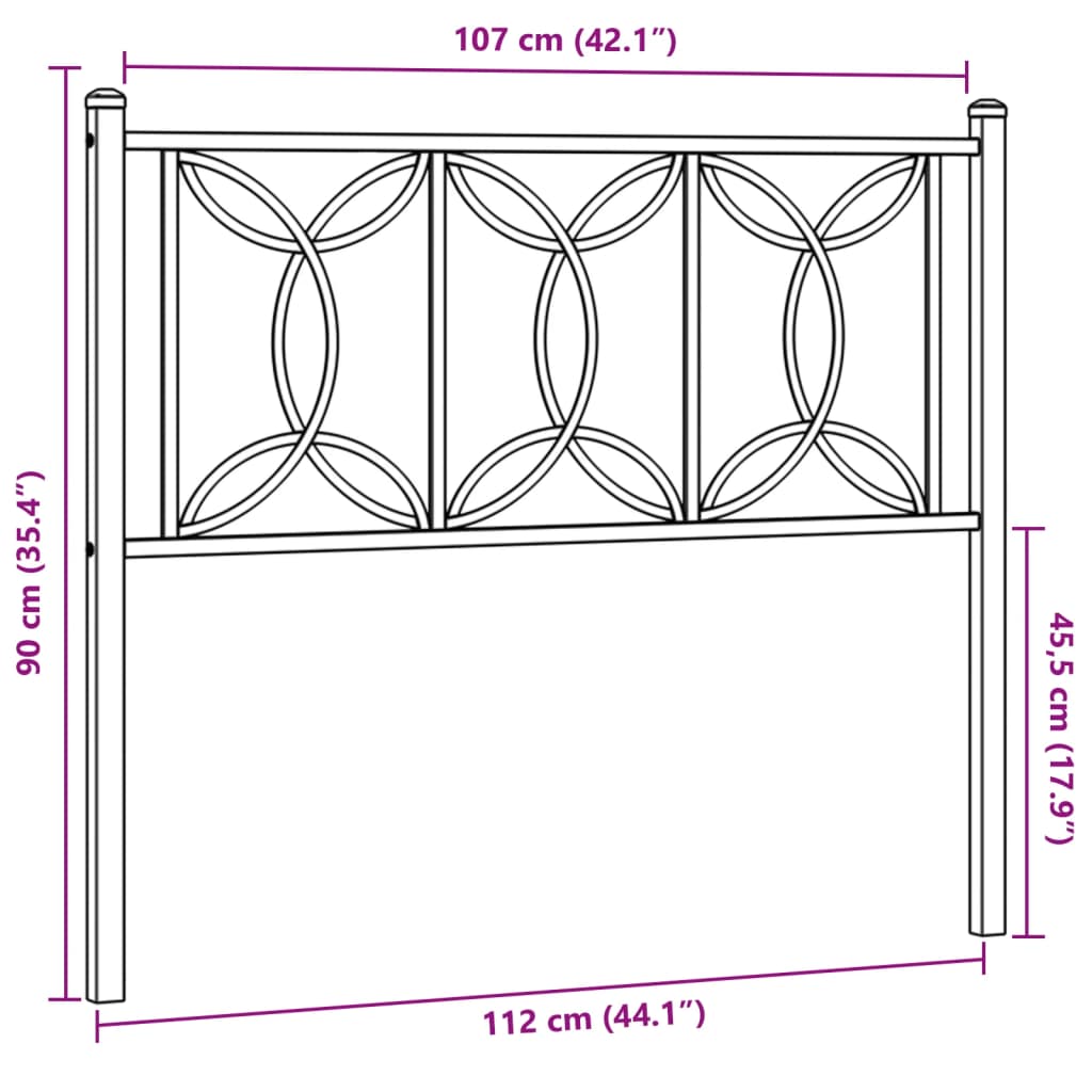 Tête de lit métal noir 107 cm