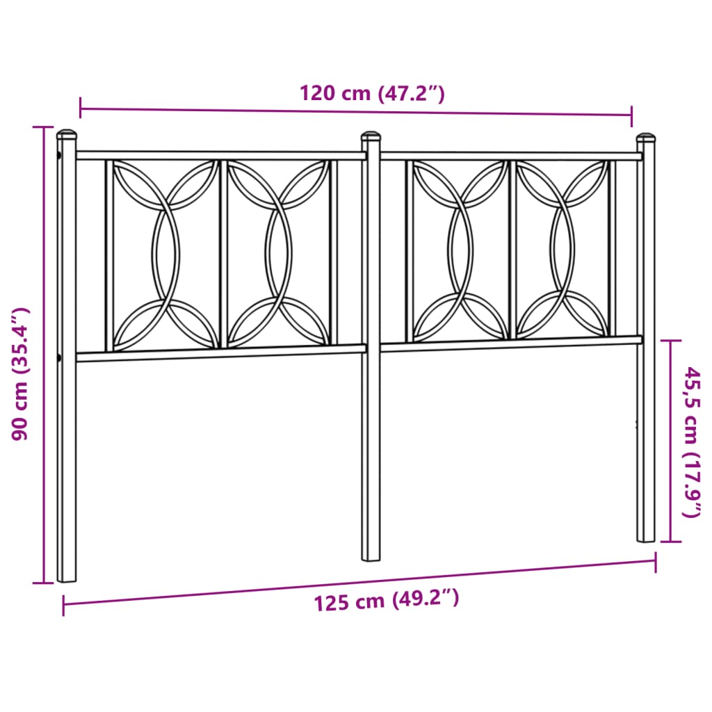 Tête de lit métal noir 120 cm