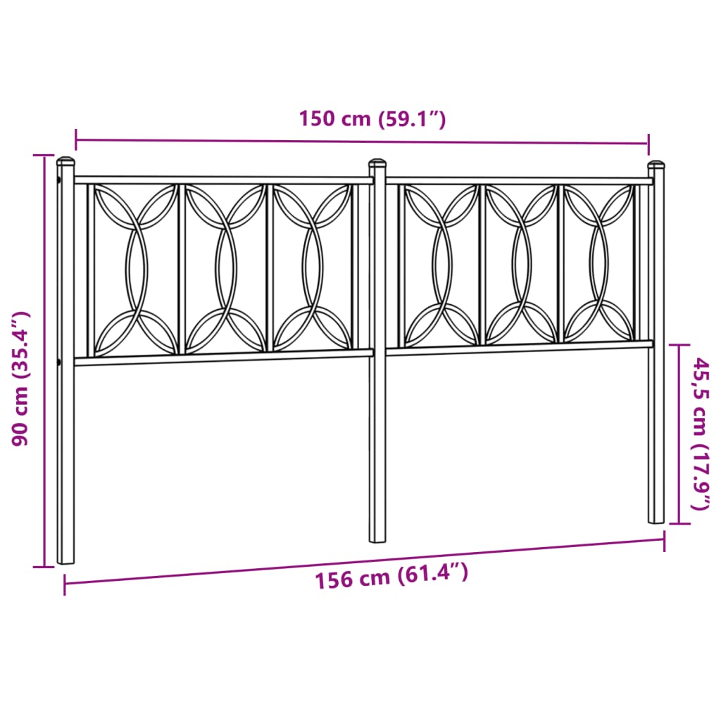 Tête de lit métal noir 150 cm