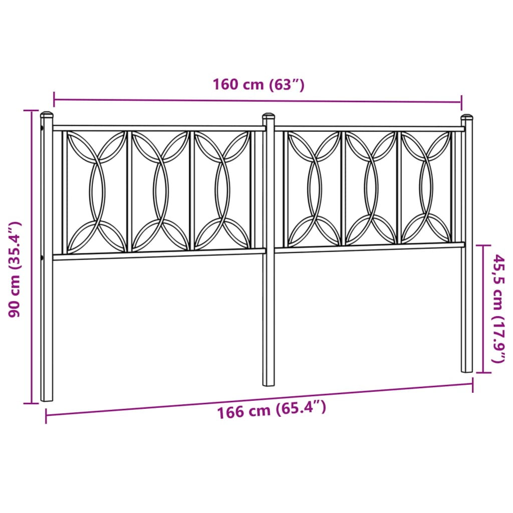 Tête de lit métal noir 160 cm