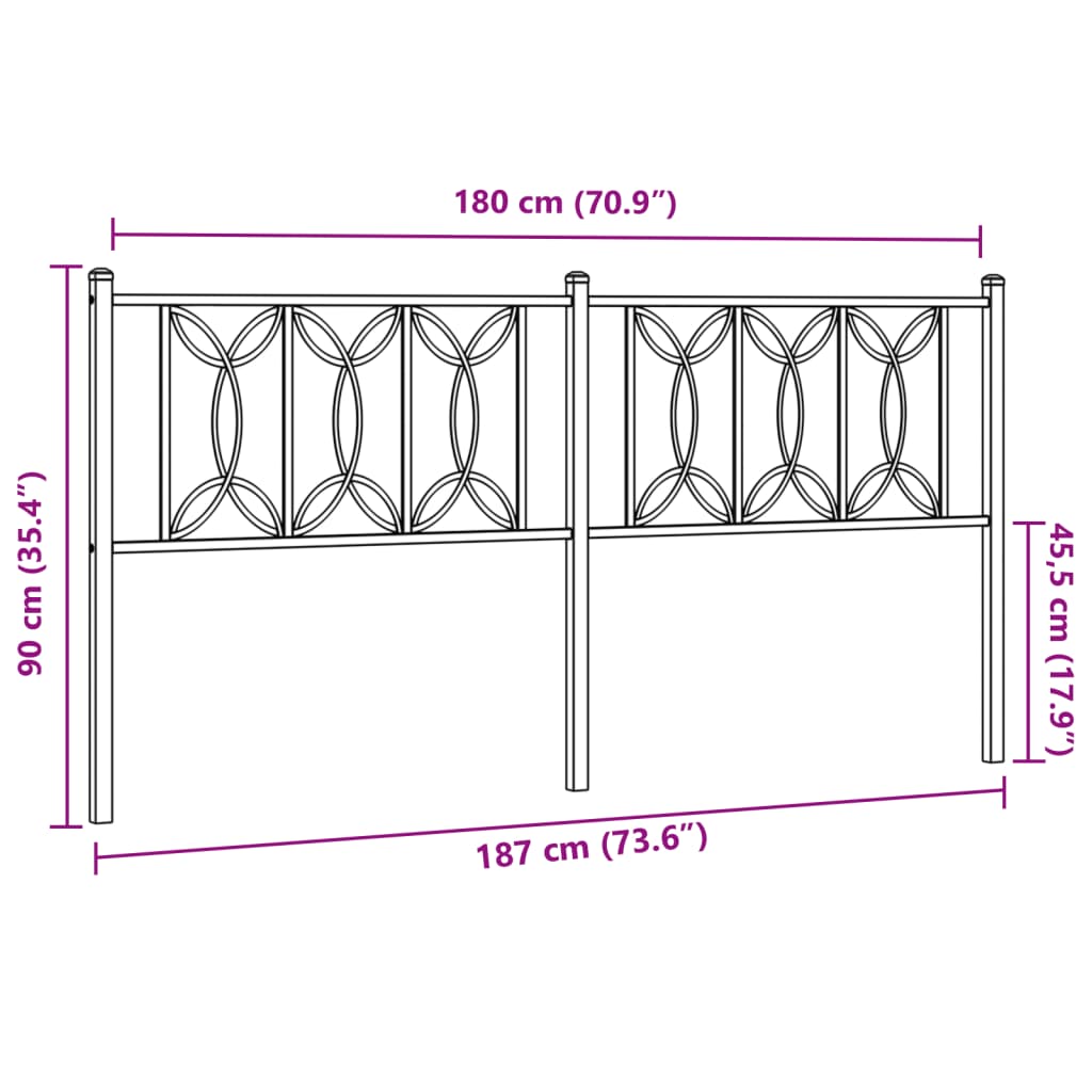 Tête de lit métal noir 180 cm