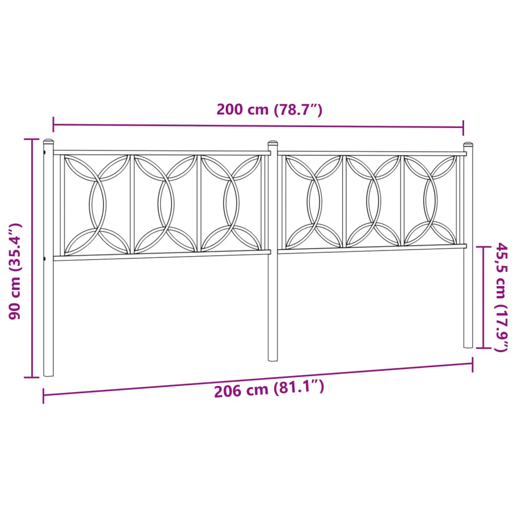 Tête de lit métal noir 200 cm