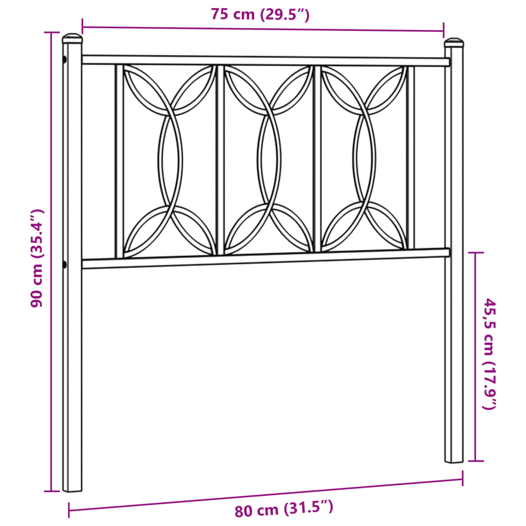 Tête de lit métal blanc 75 cm