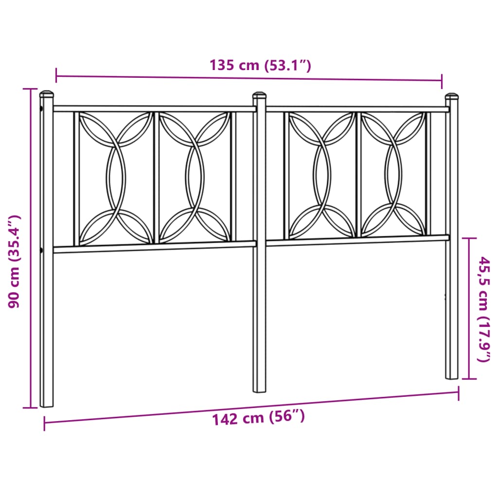 Tête de lit métal blanc 135 cm