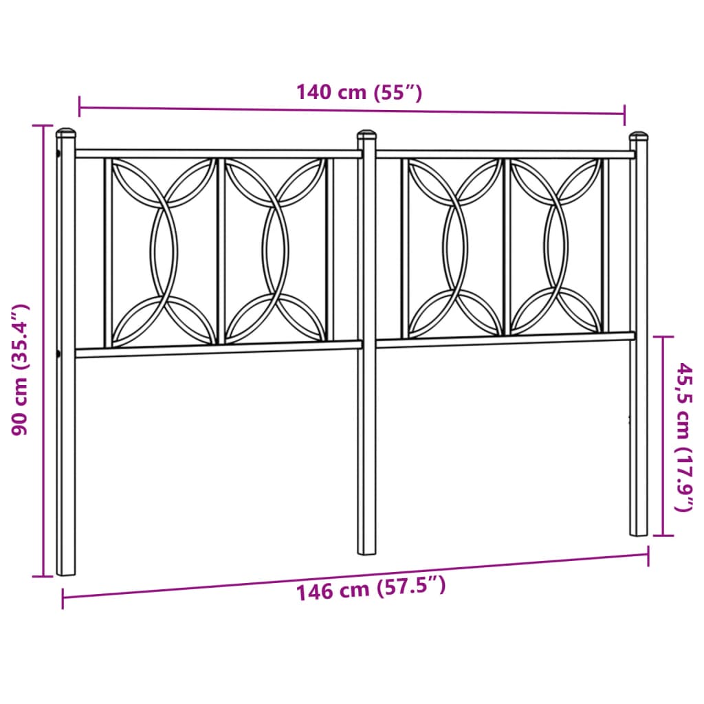 Tête de lit métal blanc 140 cm