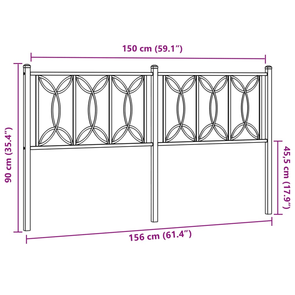 Tête de lit métal blanc 150 cm