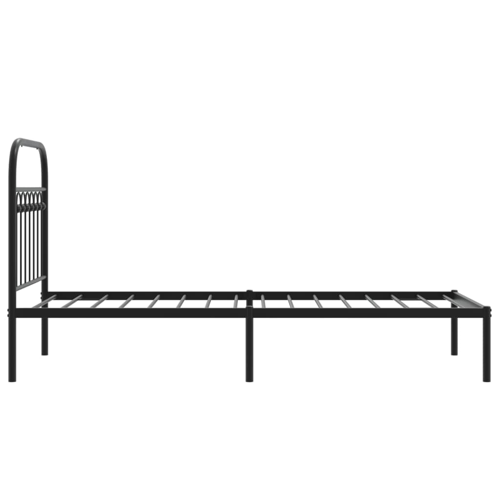 Cadre de lit métal sans matelas avec tête de lit noir 80x200 cm