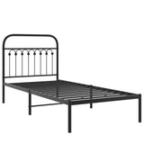 Cadre de lit métal sans matelas avec tête de lit noir 90x190 cm