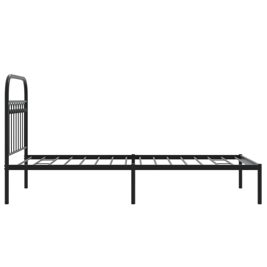 Cadre de lit métal sans matelas avec tête de lit noir 90x190 cm