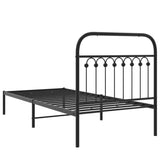 Cadre de lit métal sans matelas avec tête de lit noir 90x190 cm