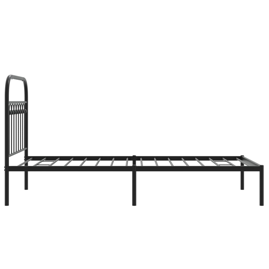 Cadre de lit métal sans matelas avec tête de lit noir 90x200 cm