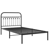 Cadre de lit métal sans matelas avec tête de lit noir 100x190cm