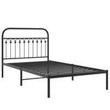 Cadre de lit métal sans matelas avec tête de lit noir 107x203cm