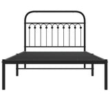 Cadre de lit métal sans matelas avec tête de lit noir 107x203cm