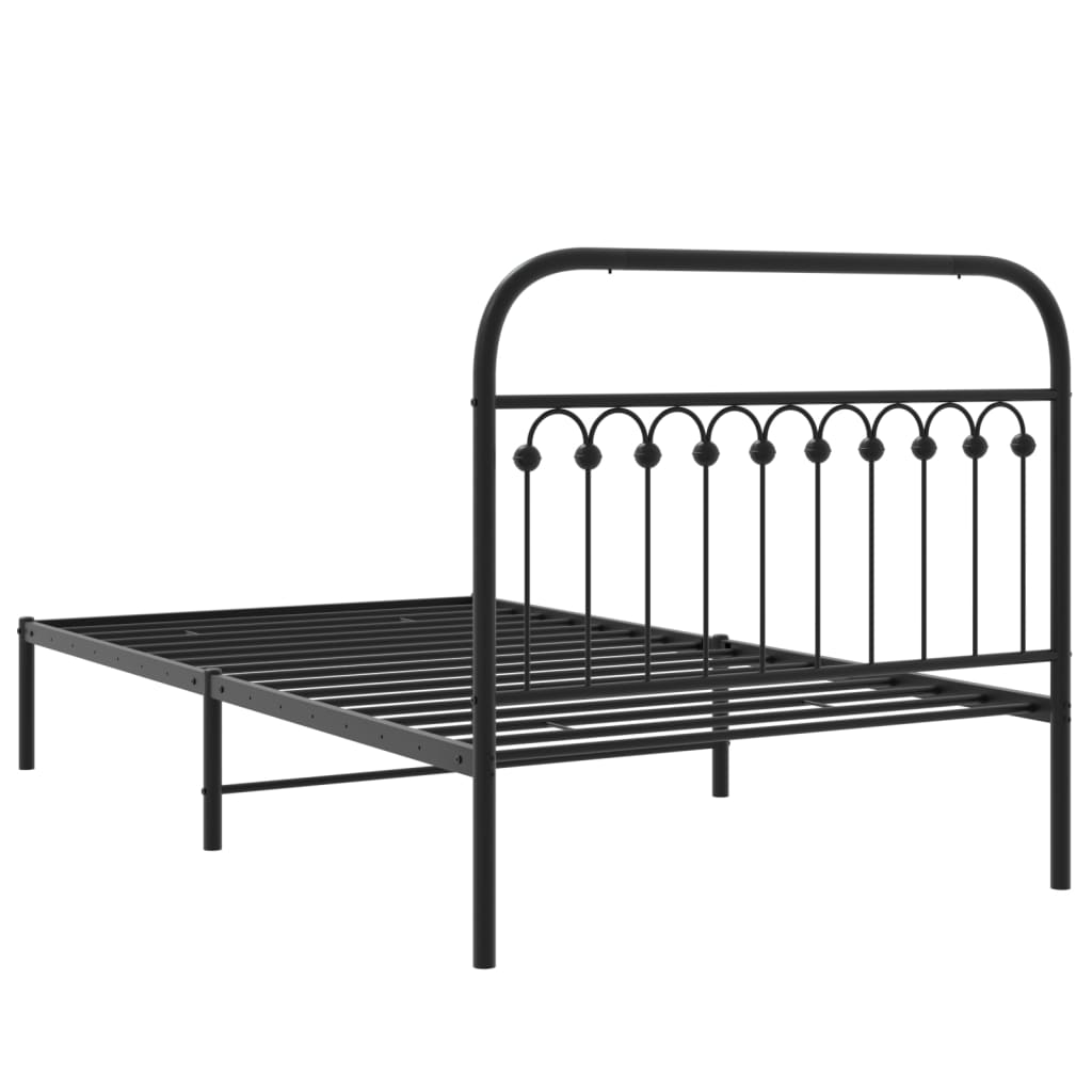 Cadre de lit métal sans matelas avec tête de lit noir 107x203cm